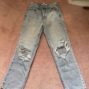 PacSun High Rise Mom Jeans, Light Wash, Size 26